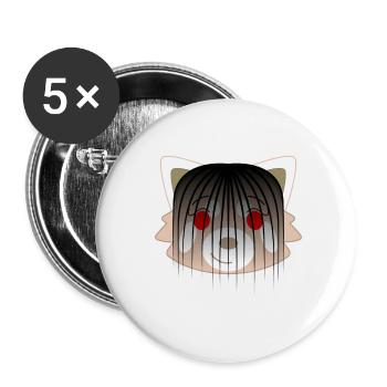 Panda roux déguisé en fille démon pour Halloween - Lot de 5 petits badges (25 mm) - blanc - Devant