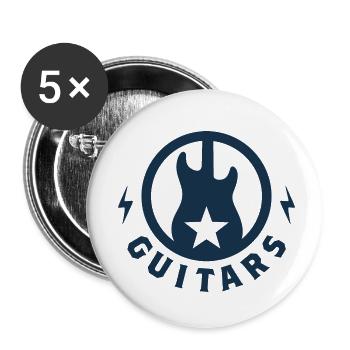 Guitares électriques, logo rétro - Lot de 5 petits badges (25 mm) - blanc - Devant