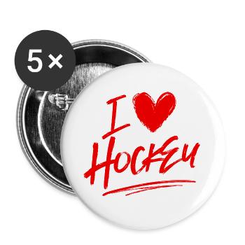 I love hockey - Buttons small 1''/25 mm (5-pack) - white - Front