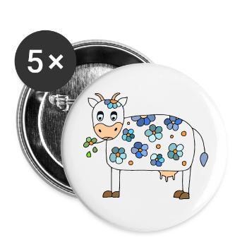 Kuh - Buttons klein 25 mm (5er Pack) - Weiß - Vorne