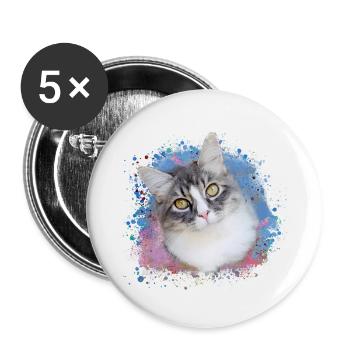 cat, colorful, watercolor, art, painting, graffiti, yellow - Buttons small 1''/25 mm (5-pack) - white - Front