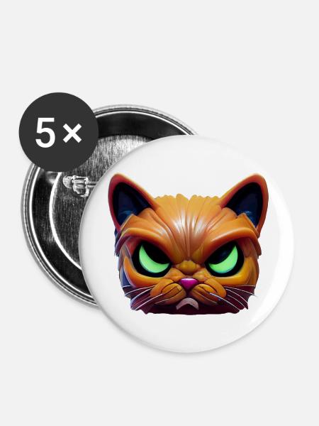 Magisches wütendes Katzengesicht! - Buttons klein 25 mm (5er Pack) - Weiß