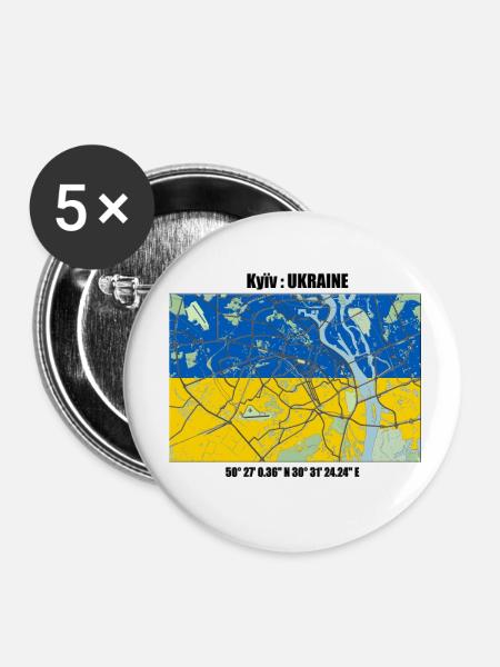 Kiew - Buttons klein 25 mm (5er Pack) - Weiß