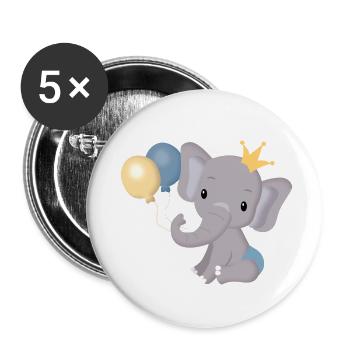 Elefantenbaby erster Geburtstag 1 Jahr - Buttons klein 25 mm (5er Pack) - Weiß - Vorne