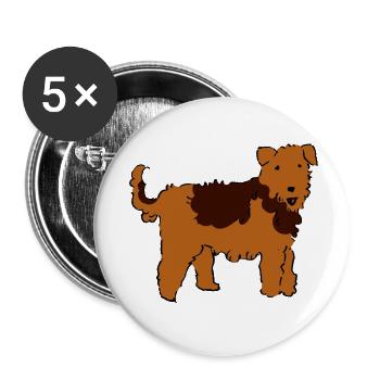 Airedale Terrier - Lot de 5 petits badges (25 mm) - blanc - Devant