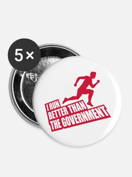 run better than government - Buttons klein 25 mm (5er Pack) - Weiß