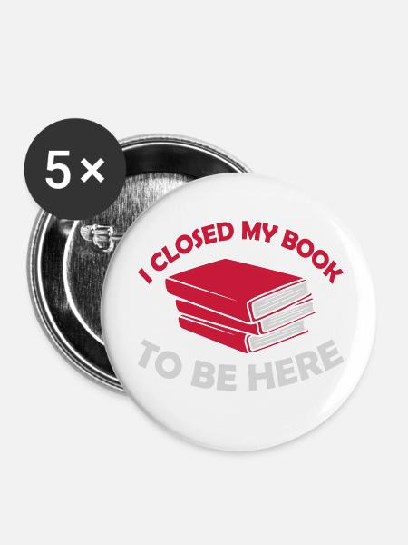 I closed my book - Buttons klein 25 mm (5er Pack) - Weiß