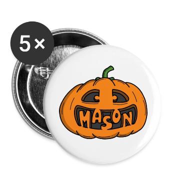 Mason Halloween Pumpkin - Buttons small 1''/25 mm (5-pack) - white - Front