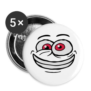 Crazy Comic Face Design - Buttons small 1''/25 mm (5-pack) - white - Front