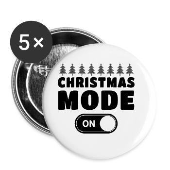 Christmas Mode On - Buttons small 1''/25 mm (5-pack) - white - Front
