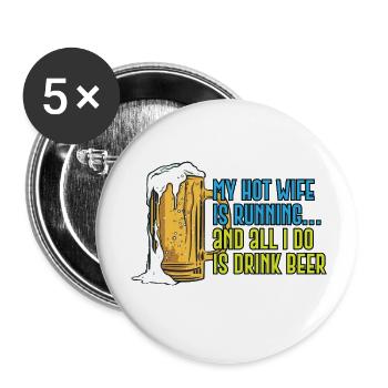 Lustiges Marathon Läufer Cross Country Marathoner - Buttons klein 25 mm (5er Pack) - Weiß - Vorne