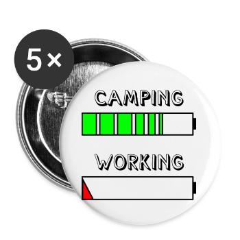 Rechargement de camping - Lot de 5 petits badges (25 mm) - blanc - Devant