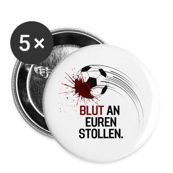 WM Katar Protest 2022 Blut an Stollen Protestshirt - Buttons klein 25 mm (5er Pack) - Weiß - Vorne