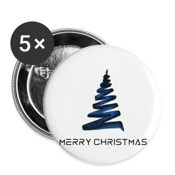 Merry Christmas , Feliz Navidad ,Frohe Weihnachten - Buttons klein 25 mm (5er Pack) - Weiß - Vorne