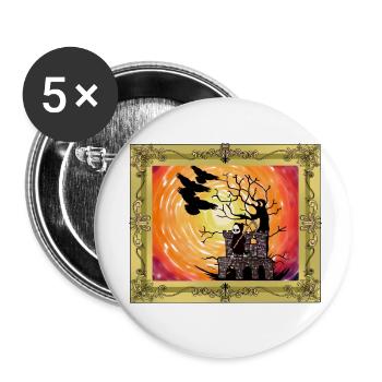Middle Ages Castle Witching Hour Halloween Horror - Buttons small 1''/25 mm (5-pack) - white - Front