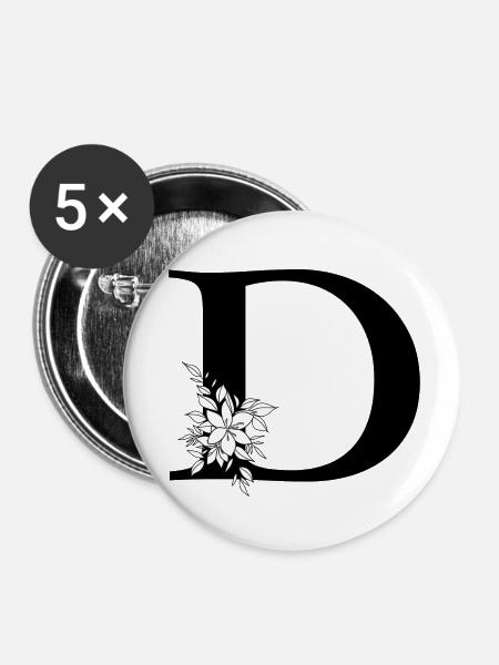 Buchstabe D - Buttons klein 25 mm (5er Pack) - Weiß