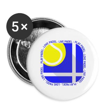 Padel - Geschenk für Padel-Spieler - Buttons klein 25 mm (5er Pack) - Weiß - Vorne