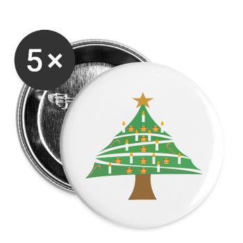 Arbre de Noël - Lot de 5 petits badges (25 mm) - blanc - Devant