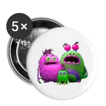 Famille Monster - Lot de 5 petits badges (25 mm) - blanc - Devant