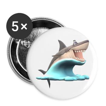 Shark Wave Water Ocean Sea - Buttons small 1''/25 mm (5-pack) - white - Front