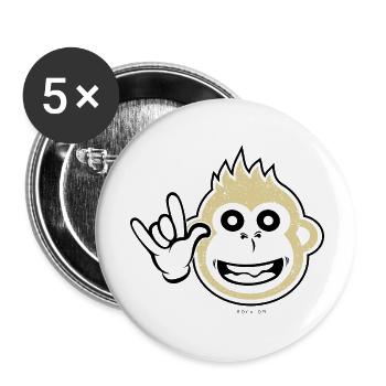 Rock on monkey - Buttons small 1''/25 mm (5-pack) - white - Front
