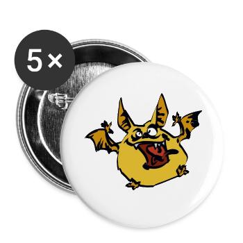 Small hairy monster with wings - Buttons small 1''/25 mm (5-pack) - white - Front