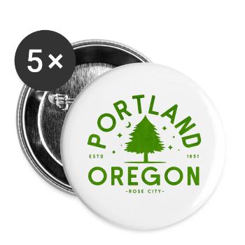 Portland Green Tree Logo - Buttons small 1''/25 mm (5-pack) - white - Front