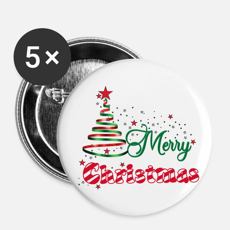 Poussière d’étoiles de Noël - Lot de 5 petits badges (25 mm) - blanc
