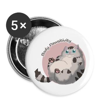 Body Pawsitivity Cat pink - Buttons klein 25 mm (5er Pack) - Weiß - Vorne