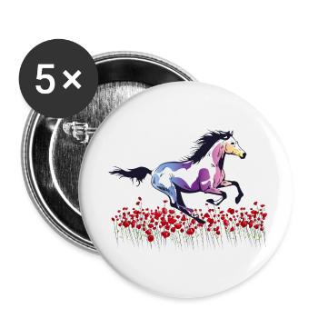 horse riding girls pink wild LBGTQ flowers nature - Buttons small 1''/25 mm (5-pack) - white - Front