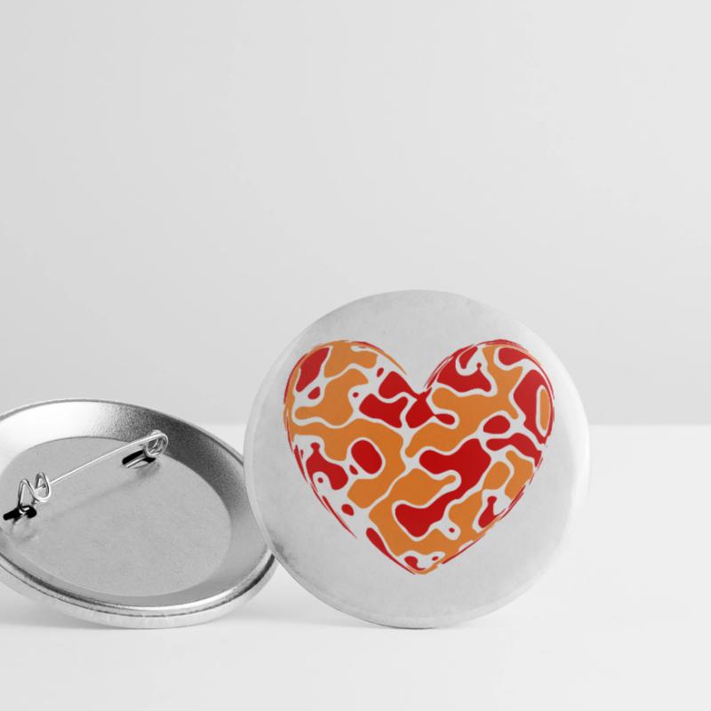 orangenes Herz Herzen Geschenk Muttertag Mutter Buttons klein 25 mm (5er Pack)