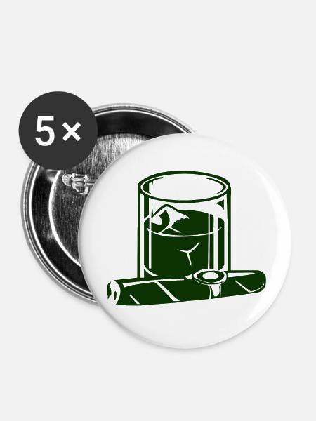 Zigarre - Buttons klein 25 mm (5er Pack) - Weiß