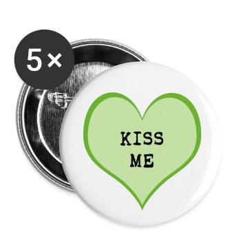 Kiss me - Buttons small 1''/25 mm (5-pack) - white - Front