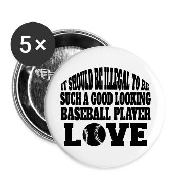 Baseball Baseballspiel Geschenk Baseballliebhaber - Buttons klein 25 mm (5er Pack) - Weiß - Vorne