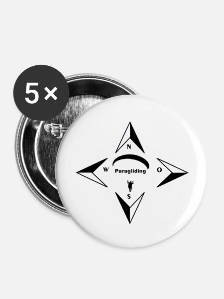 Gleitschirmfliegen Compass - Buttons klein 25 mm (5er Pack) - Weiß