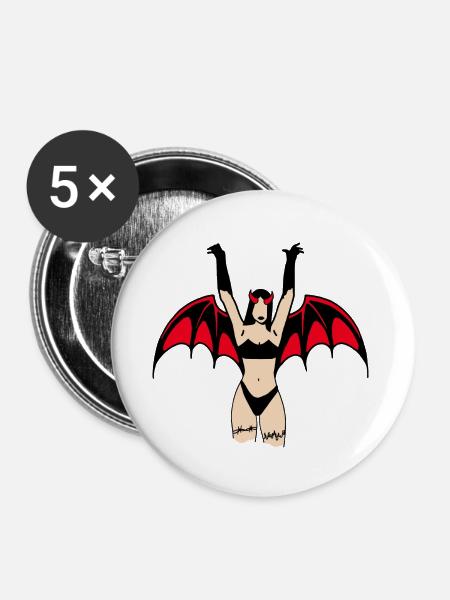 Dämonenmädchen - Buttons klein 25 mm (5er Pack) - Weiß