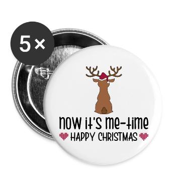 Joyeux Noël - Lot de 5 petits badges (25 mm) - blanc - Devant