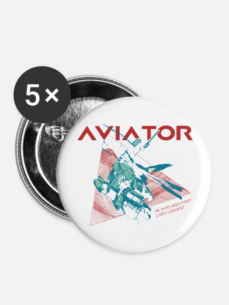 Aviator Hubschrauber - Buttons klein 25 mm (5er Pack) - Weiß