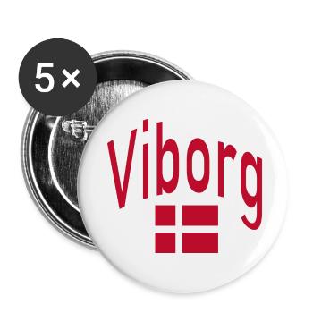 Drapeau du Danemark de Viborg - Lot de 5 petits badges (25 mm) - blanc - Devant