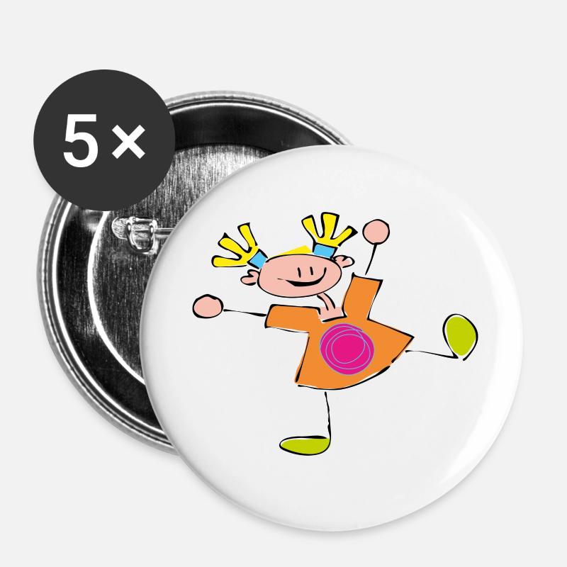 hourra! - Lot de 5 petits badges (25 mm) - blanc
