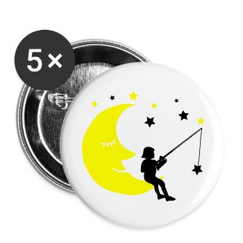 Kind angelt Sterne - Buttons klein 25 mm (5er Pack) - Weiß - Vorne