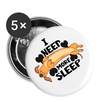 schlafender Dackel Dachshund Teckel Schlafmütze - Buttons klein 25 mm (5er Pack) - Weiß - Vorne