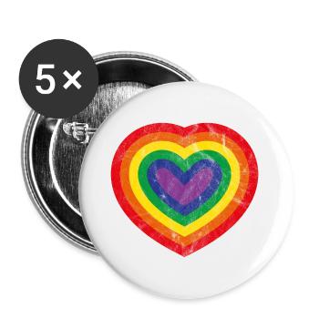 Concentric Pride Heart Vintage - Buttons small 1''/25 mm (5-pack) - white - Front