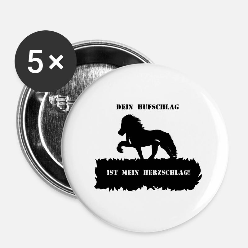 Spruch 8 mit Pferd 1 schwarz - Buttons klein 25 mm (5er Pack) - Weiß