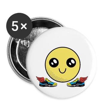 Lustiges Marathon Läufer Laufen Cross Country - Buttons klein 25 mm (5er Pack) - Weiß - Vorne
