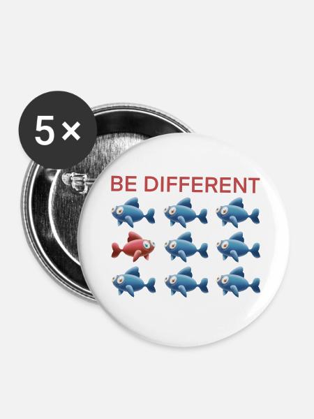 Be Different - Buttons klein 25 mm (5er Pack) - Weiß