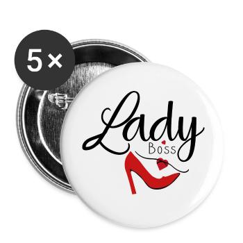 Conception du slogan de Lady boss. - Lot de 5 petits badges (25 mm) - blanc - Devant