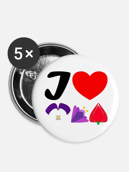 I love springflowers - Buttons klein 25 mm (5er Pack) - Weiß