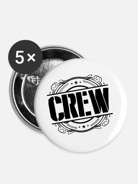 Crew Stempel - Buttons klein 25 mm (5er Pack) - Weiß