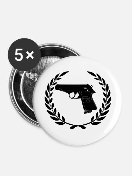 Walther im Lorbeerkranz - Buttons klein 25 mm (5er Pack) - Weiß